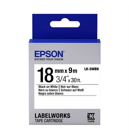 Epson LK-5WBN Ribbon Black on White 18mm x 9m
